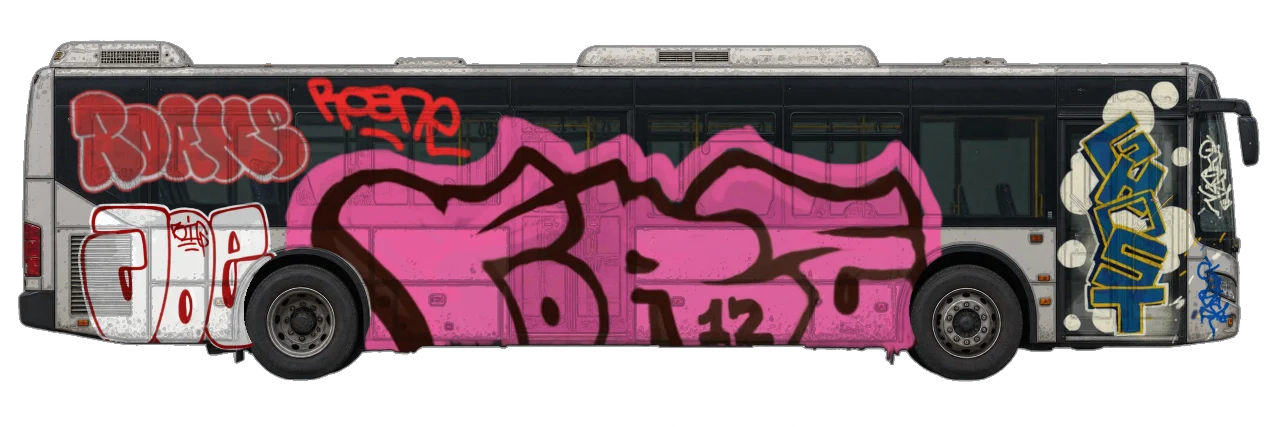 Digital graffiti by BIG JOE on City Bus