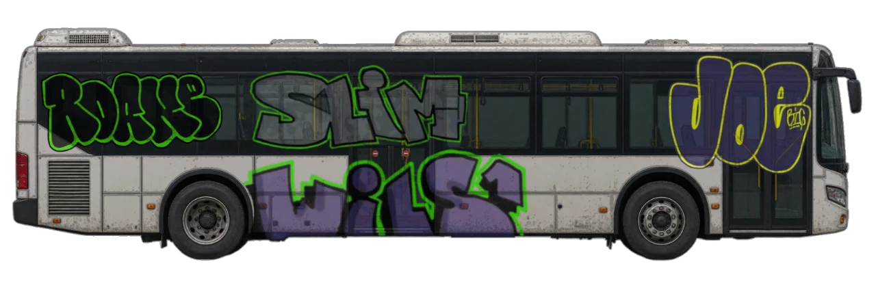 Digital graffiti by Roane on City Bus