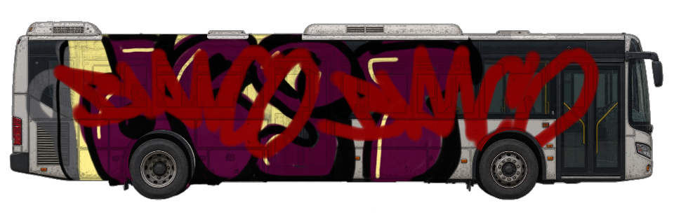 Digital graffiti by GhostSignal on City Bus