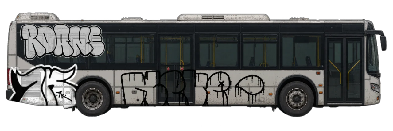 Digital graffiti by Roane on City Bus