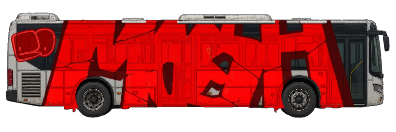 Digital graffiti by EOAR1 on City Bus
