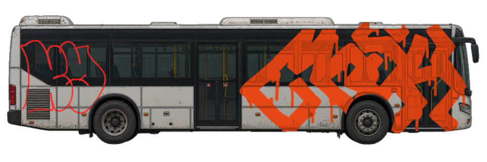 Digital graffiti by MOSH on City Bus