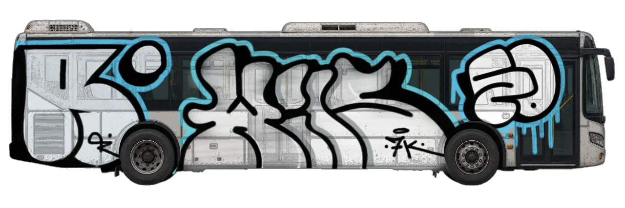 Digital graffiti by EOAR1 on City Bus