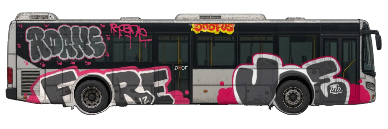 Digital graffiti by Roane on City Bus
