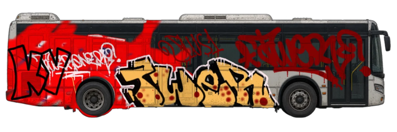 Digital graffiti by kyn on City Bus