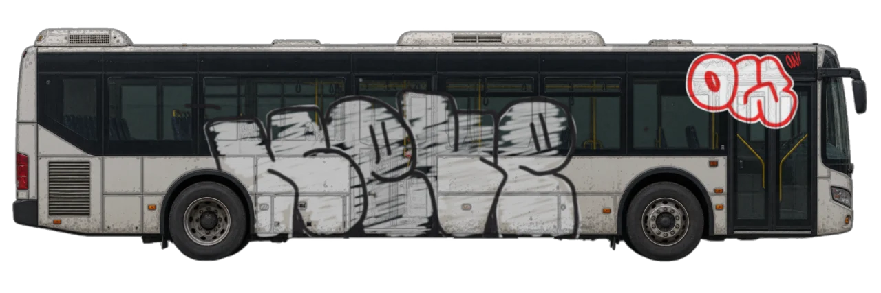 Digital graffiti by NEVE on City Bus