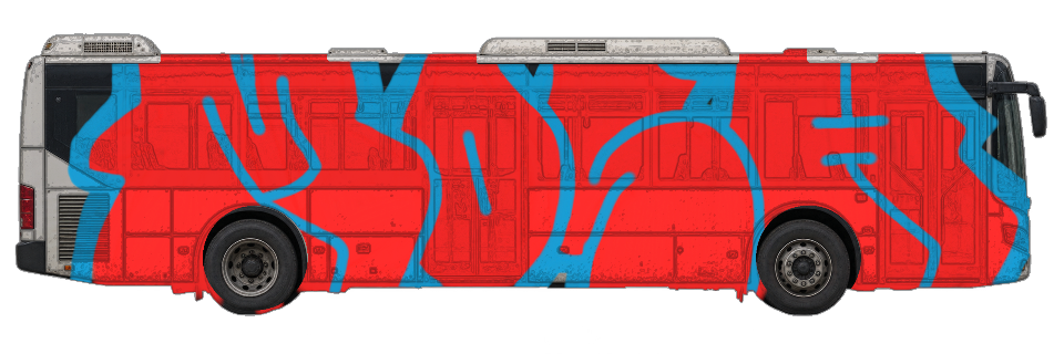 Digital graffiti by MOSH on City Bus
