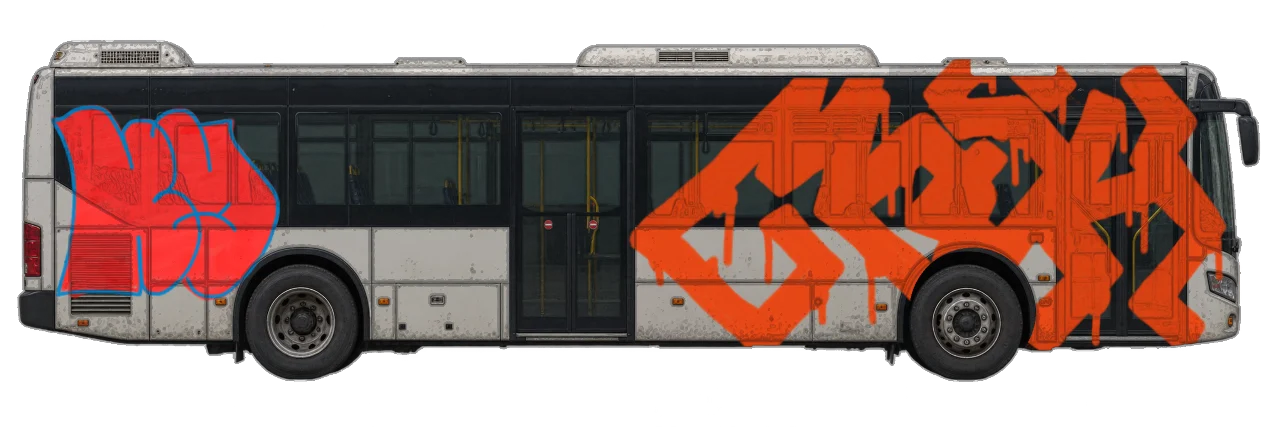 Digital graffiti by kayne on City Bus