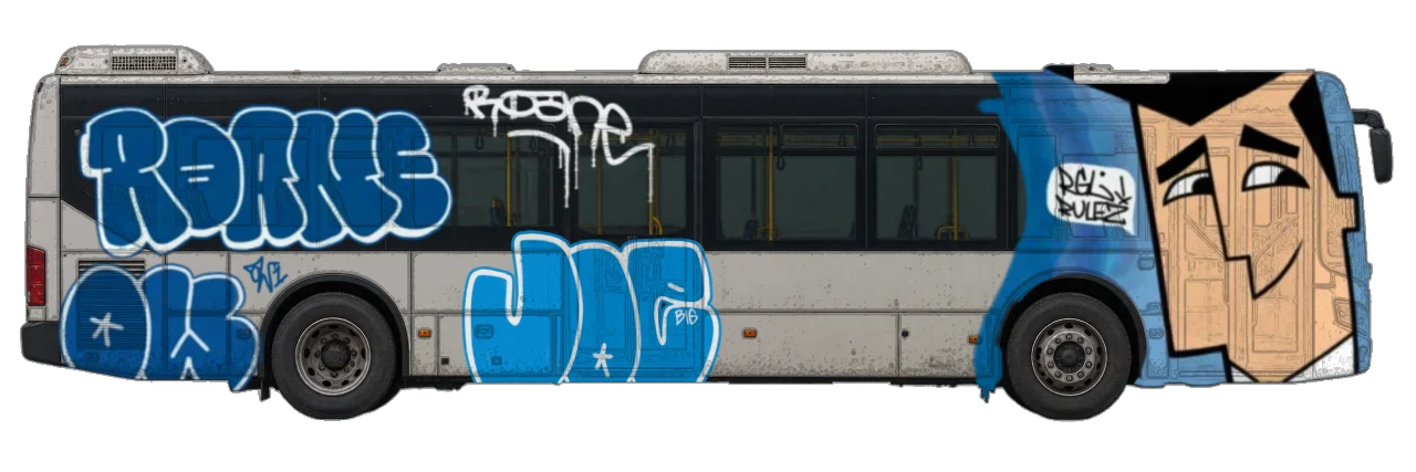 Digital graffiti by BIG JOE on City Bus