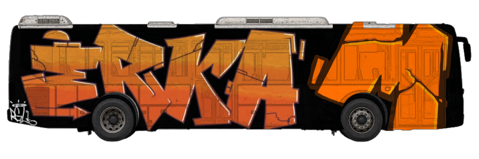 Digital graffiti by MOSH on City Bus
