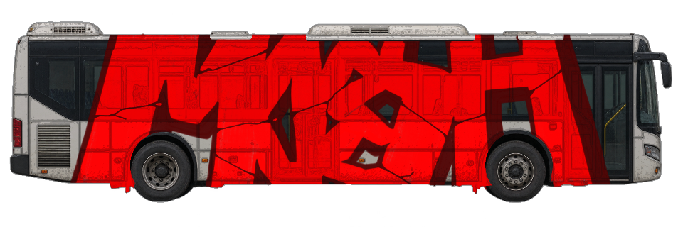 Digital graffiti by MOSH on City Bus