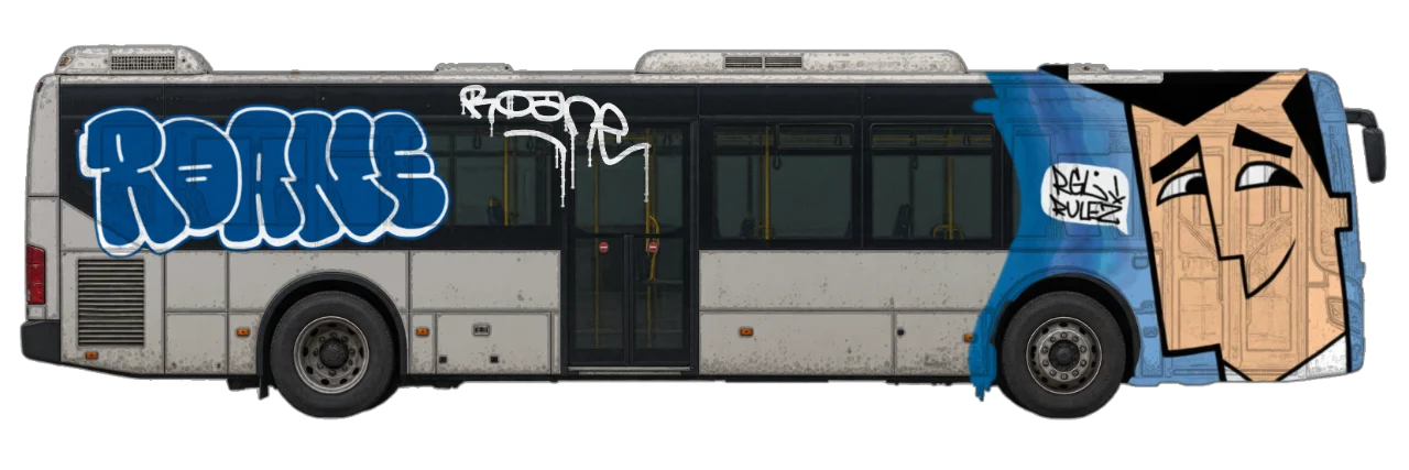 Digital graffiti by Roane on City Bus