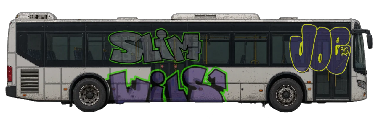 Digital graffiti by BIG JOE on City Bus