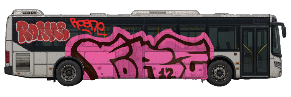 Digital graffiti by Fore12 on City Bus