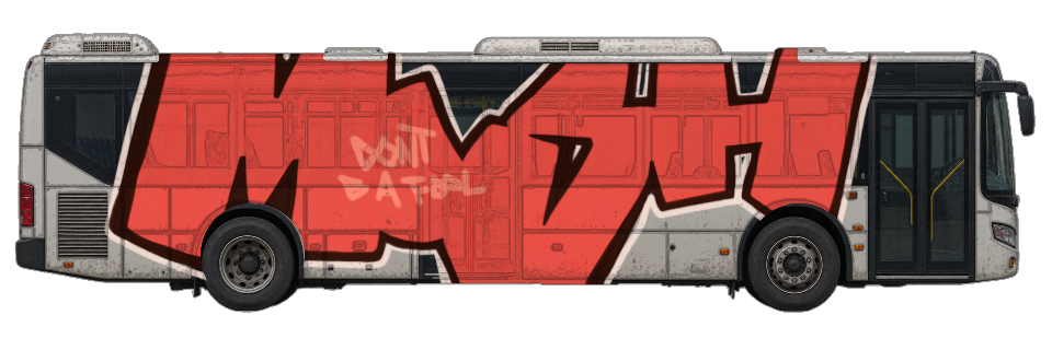 Digital graffiti by MOSH on City Bus