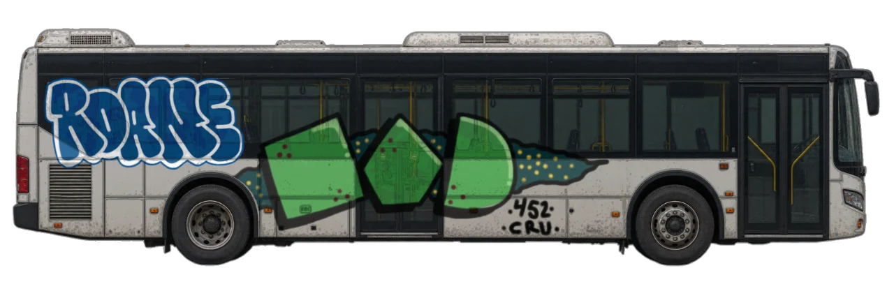 Digital graffiti by Roane on City Bus