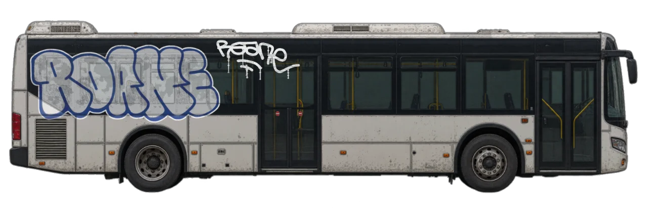 Digital graffiti by Roane on City Bus
