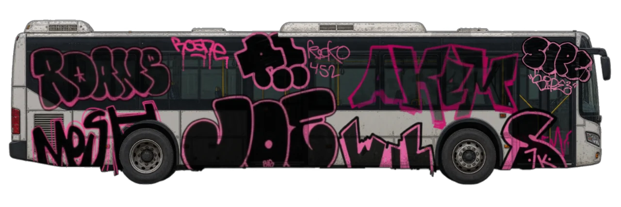 Digital graffiti by Roane on City Bus