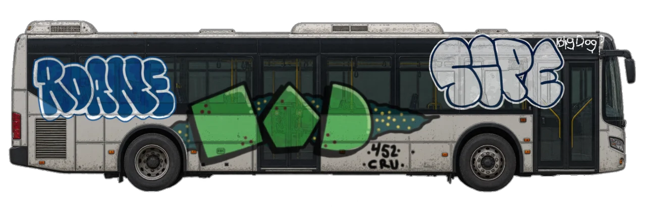 Digital graffiti by SIPE2 on City Bus