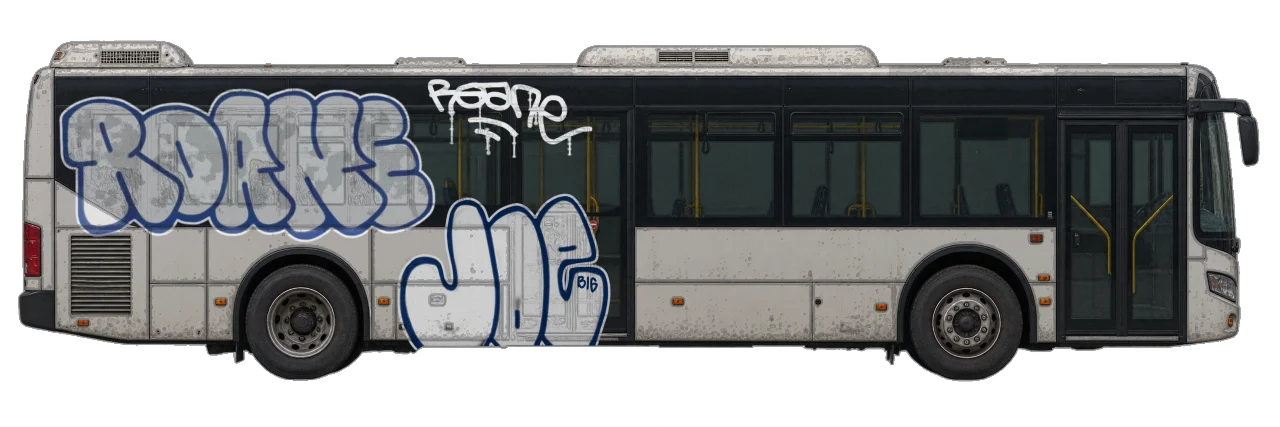Digital graffiti by BIG JOE on City Bus