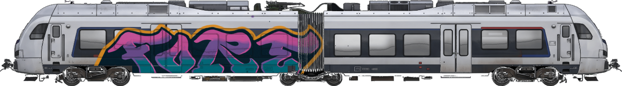 Digital graffiti by Fore12 on London Train