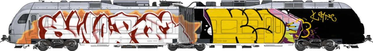 Digital graffiti by kayne on London Train