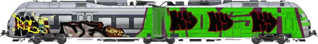 Digital graffiti by kayne on London Train
