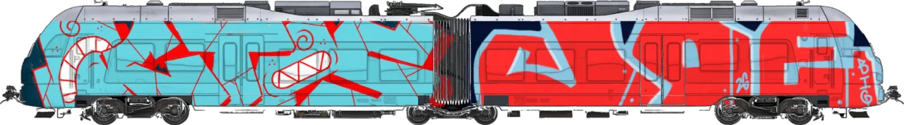 Digital graffiti by BIG JOE on London Train