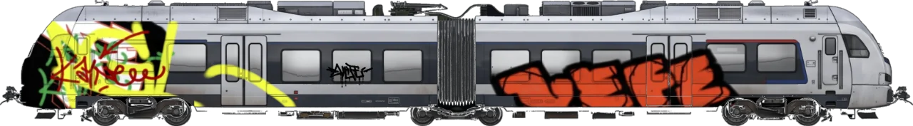 Digital graffiti by Verfer on London Train