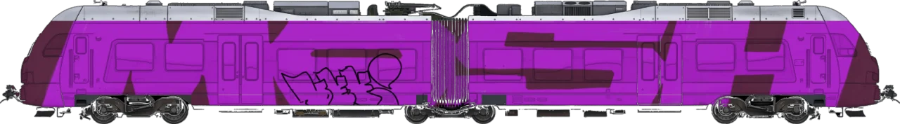 Digital graffiti by Verfer on London Train