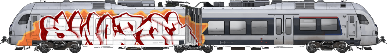 Digital graffiti by DROWS ONE on London Train