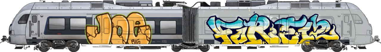 Digital graffiti by Fore12 on London Train