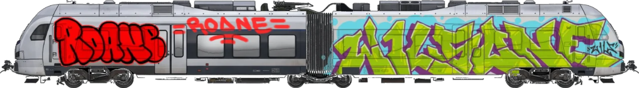 Digital graffiti by Roane on London Train