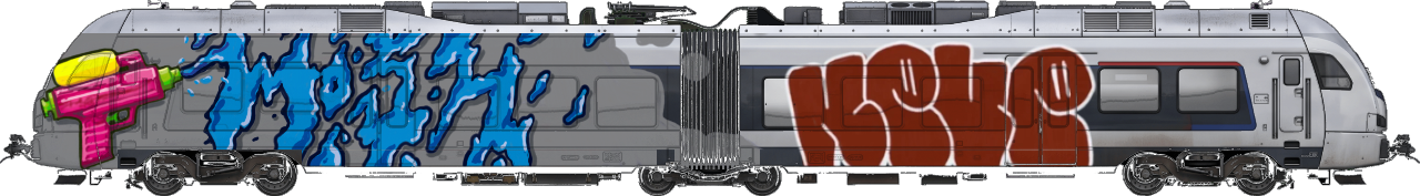 Digital graffiti by MOSH on London Train