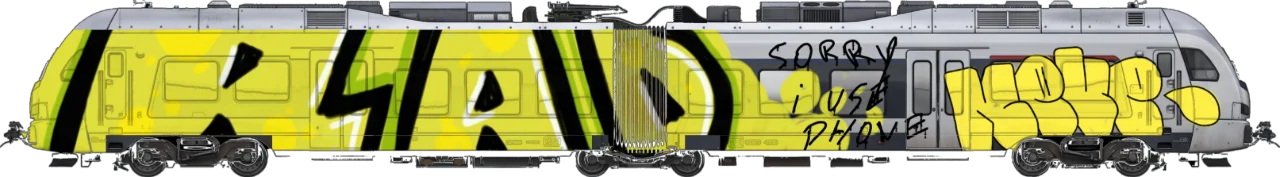Digital graffiti by NEVE on London Train