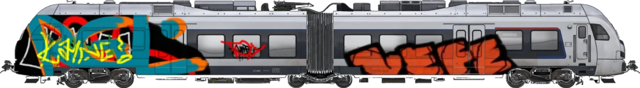 Digital graffiti by kyn on London Train