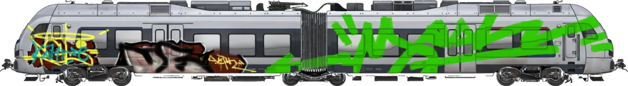 Digital graffiti by Verfer on London Train