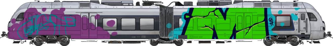 Digital graffiti by MOSH on London Train