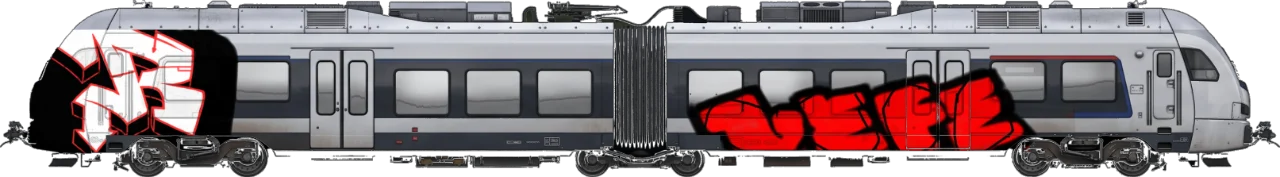 Digital graffiti by RGL on London Train