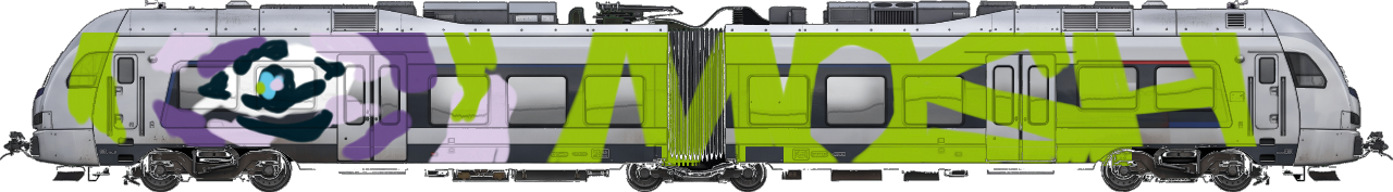 Digital graffiti by MOSH on London Train