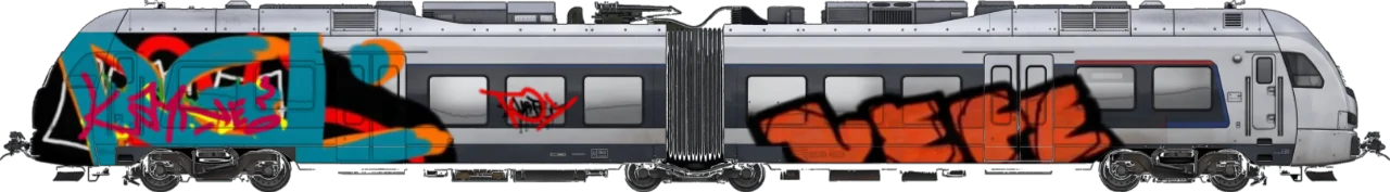 Digital graffiti by kyn on London Train