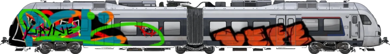 Digital graffiti by kyn on London Train