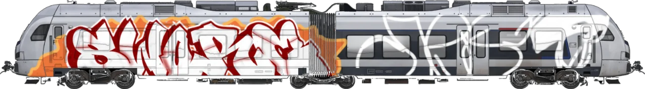 Digital graffiti by DestRoy on London Train