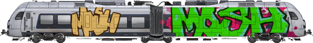 Digital graffiti by MOSH on London Train