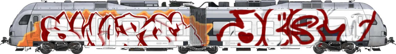 Digital graffiti by DestRoy on London Train