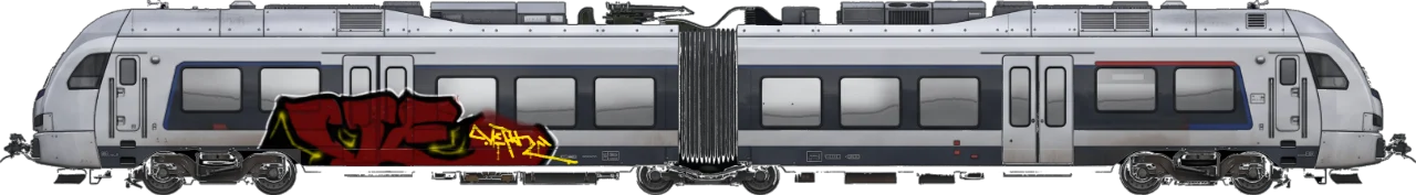 Digital graffiti by Verfer on London Train