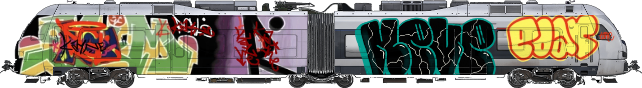 Digital graffiti by NEVE on London Train