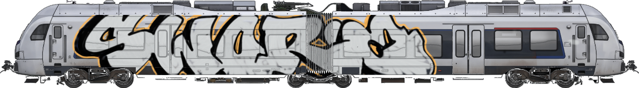 Digital graffiti by DROWS ONE on London Train