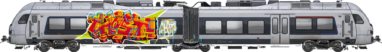 Digital graffiti by GHOST on London Train