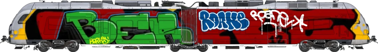 Digital graffiti by Roane on London Train